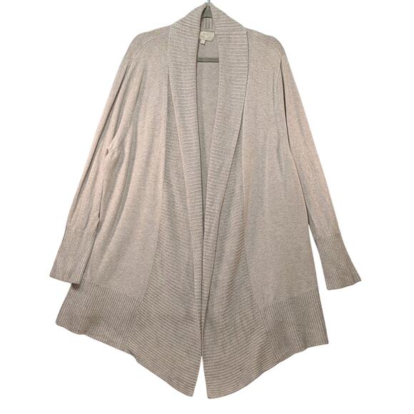 Joan Vass Sand Beige Open Wear Cardigan Women’s Size 2X Lightweight Knit - Picture 2 of 13